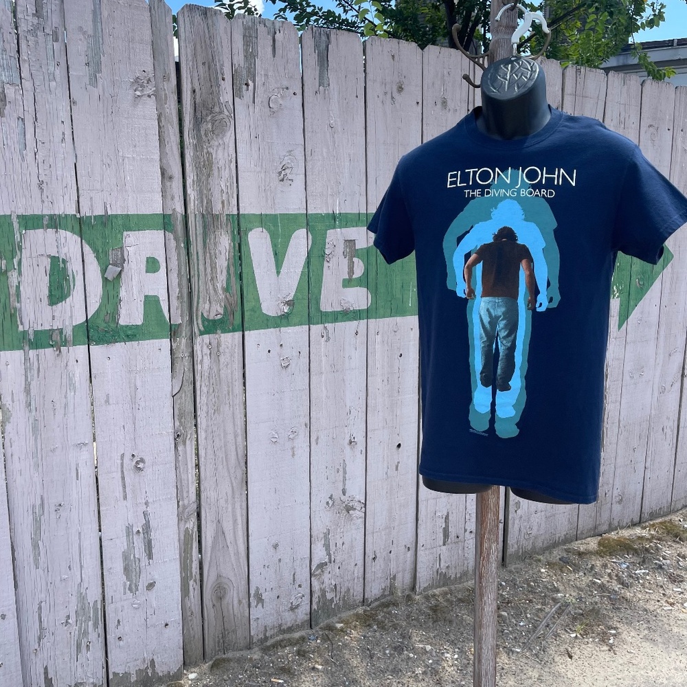 Men's/Unisex Size Small Navy Heavy Cotton Elton John "The Diving Board" T-shirt